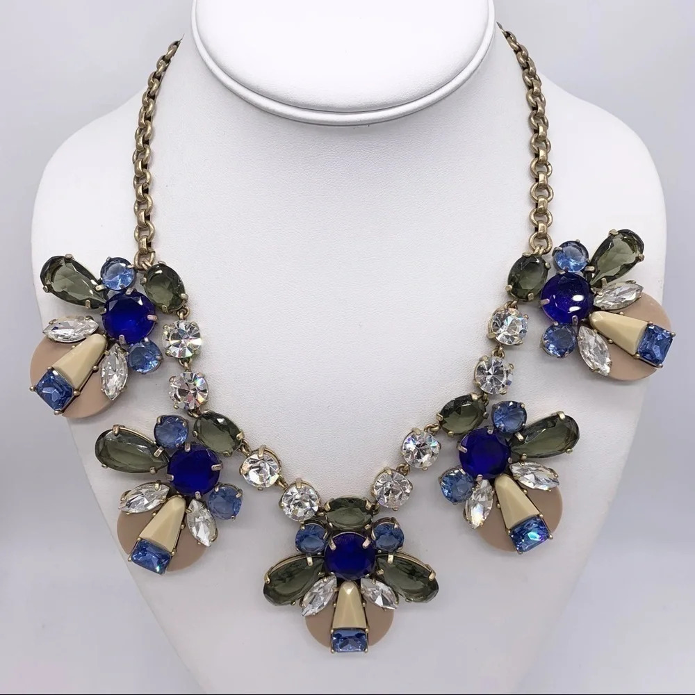J. Crew Jeweled Floral Disc Necklace
